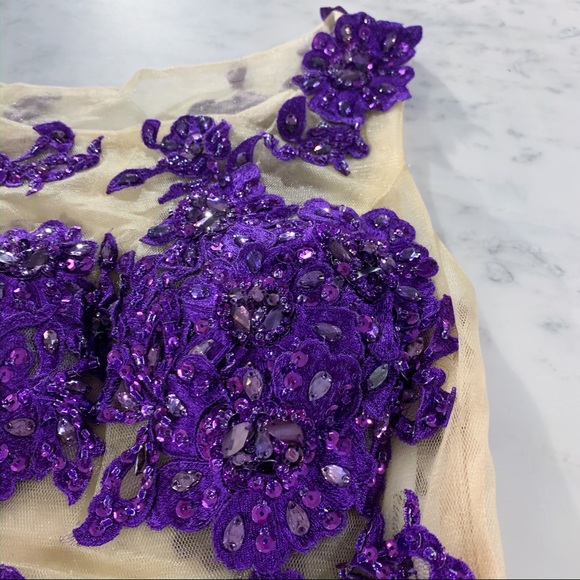 Purple Illusion Pageant Evening Gown Prom Dress - Picture 2 of 8